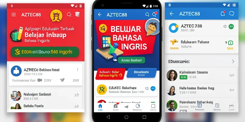 Antarmuka AZTEC88 yang menarik untuk belajar Bahasa Inggris.