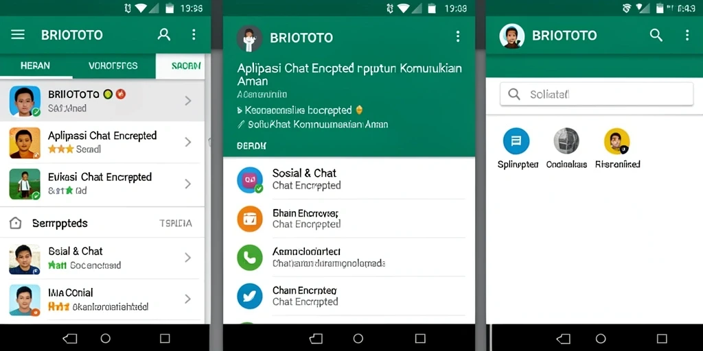 Antarmuka aplikasi BRIOTOTO menampilkan fitur Chat Encrypted yang modern.