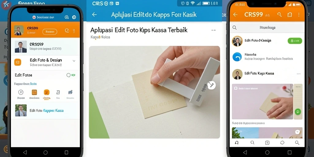 Antarmuka aplikasi CRS99 dengan efek Edit Foto Kertas Kaca.