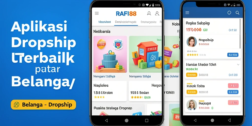 Tampilan antarmuka pengguna aplikasi Dropship RAFI88 yang menarik dan fungsional.