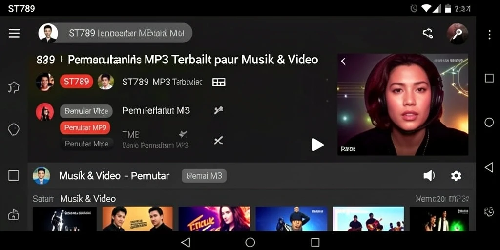 Tampilan antarmuka ST789 Pemutar MP3 dengan fitur menarik.