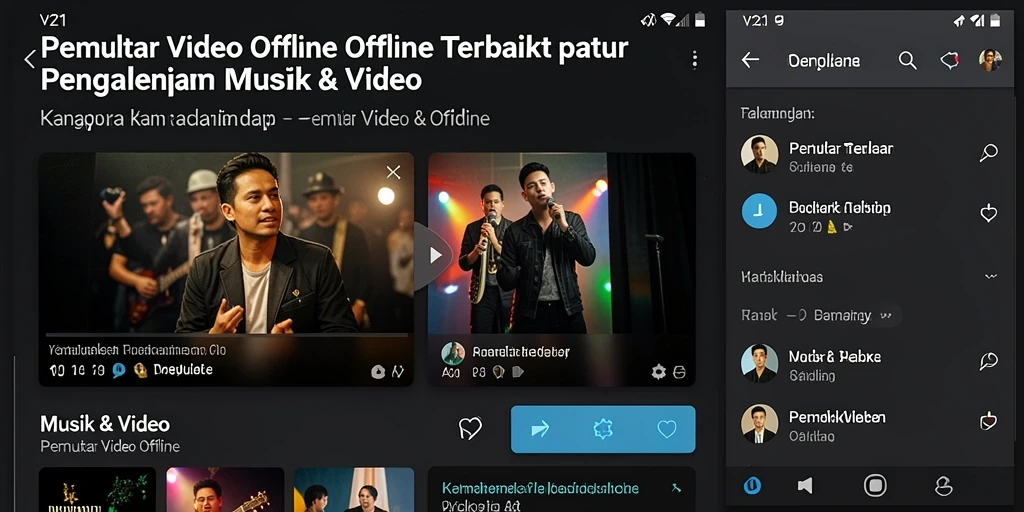 Tampilan antarmuka V21 dengan fungsi Pemutar Video Offline yang menarik.